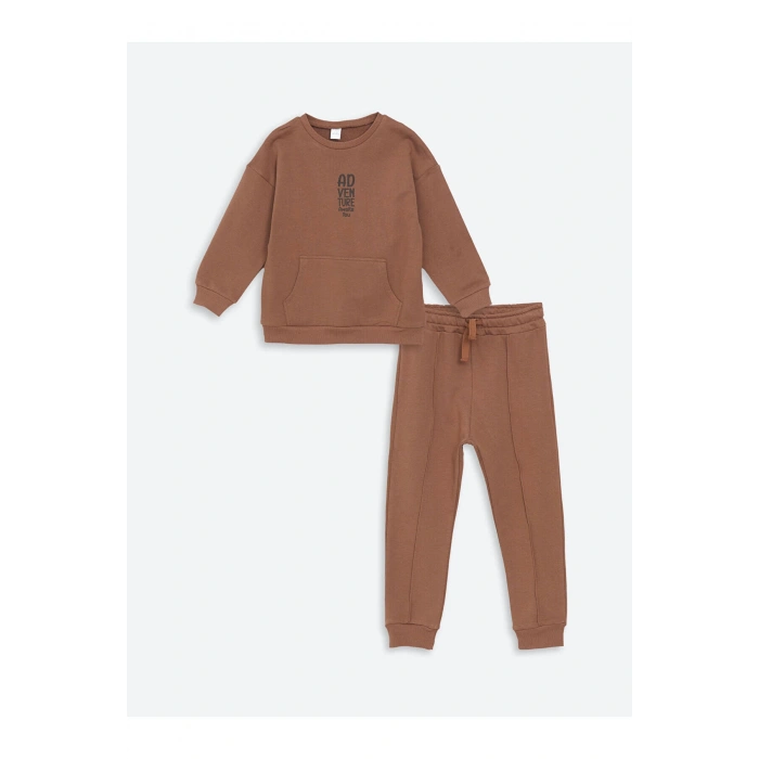 Lw - Bisiklet Yaka Uzun Kollu Baskılı Erkek Bebek Sweatshirt Ve Eşofman Alt 2li Takım