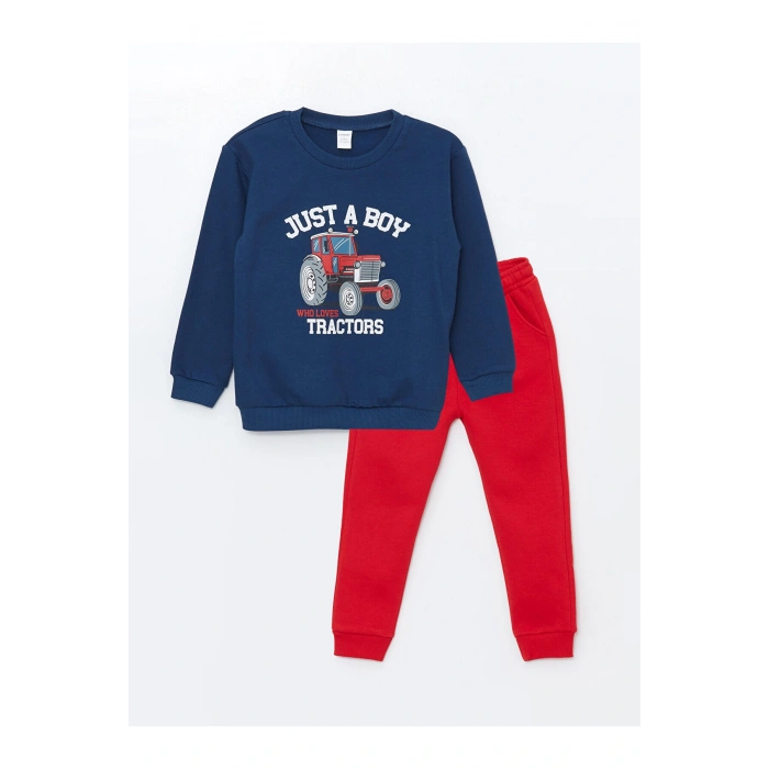 Lw - Bisiklet Yaka Uzun Kollu Erkek Bebek Sweatshirt Ve Eşofman Alt 2li Takım