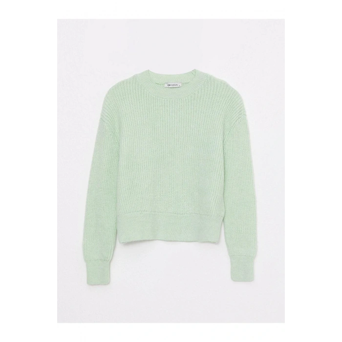 LCW Casual Bisiklet Yaka Düz Uzun Kollu Kadın Triko Kazak