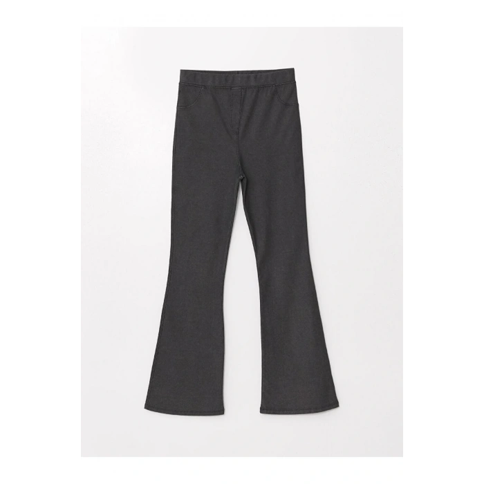 Asit Yıkamalı Beli Lastikli İspanyol Paça Kız Çocuk Tayt