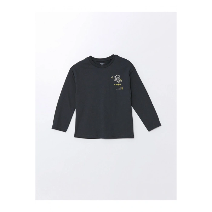 Bisiklet Yaka Uzun Kollu Baskılı Erkek Bebek Tişört