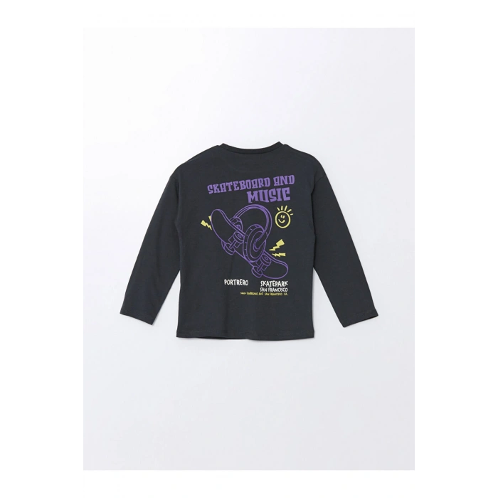 Bisiklet Yaka Uzun Kollu Baskılı Erkek Bebek Tişört