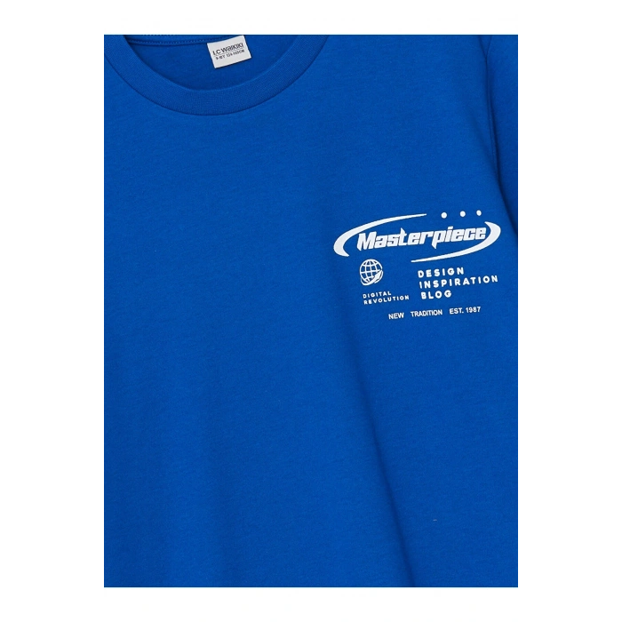 Bisiklet Yaka Baskılı Uzun Kollu Erkek Çocuk Tişört