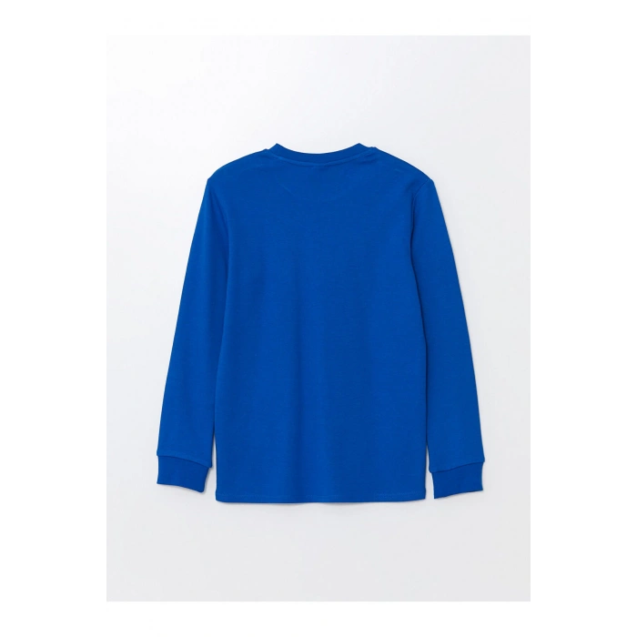 Bisiklet Yaka Baskılı Uzun Kollu Erkek Çocuk Tişört