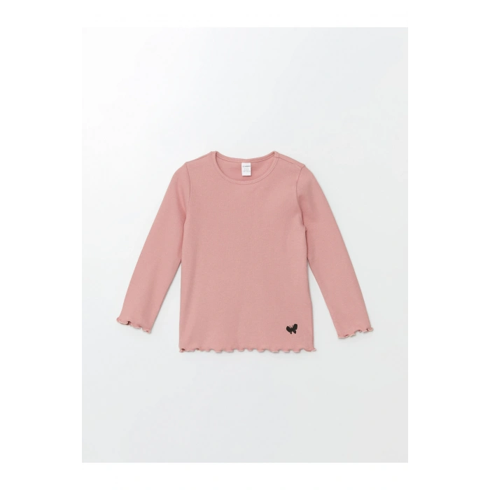 Bisiklet Yaka Uzun Kollu Baskılı Kız Bebek Tişört