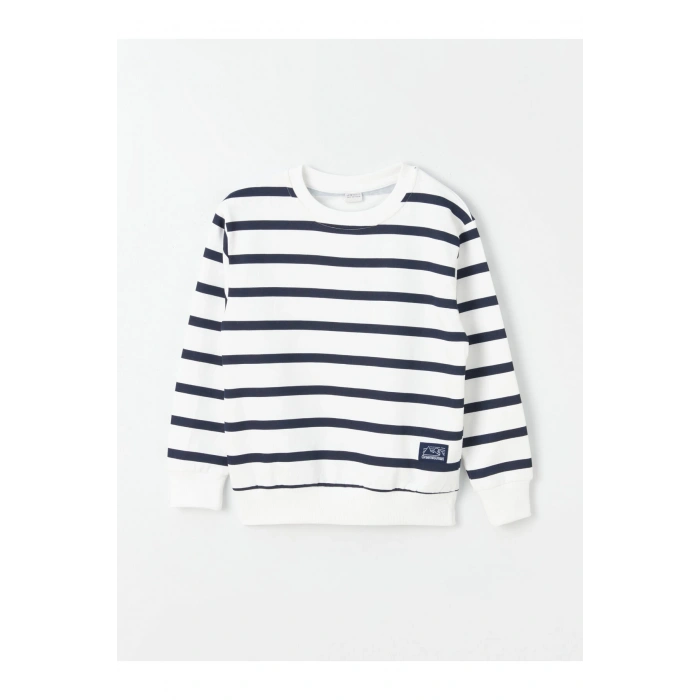 Bisiklet Yaka Çizgili Uzun Kollu Erkek Çocuk Sweatshirt