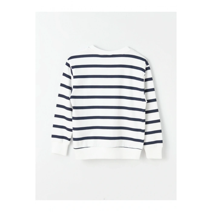 Bisiklet Yaka Çizgili Uzun Kollu Erkek Çocuk Sweatshirt
