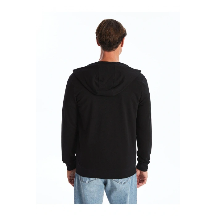 LCWAIKIKI Classic Siyah Kapüşonlu Uzun Kollu Erkek Kalın Fermuarlı Sweatshirt