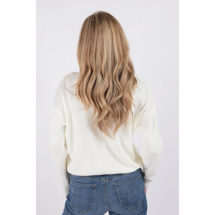 23k0166k1 Kadın Düşük Omuzlu Kazak