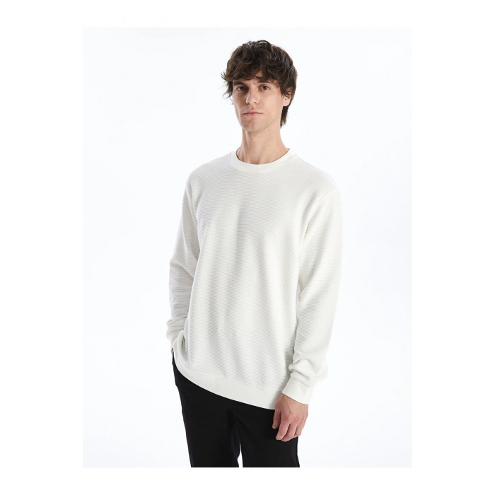 LCW Bisiklet Yaka Uzun Kollu Erkek Dokulu Sweatshirt