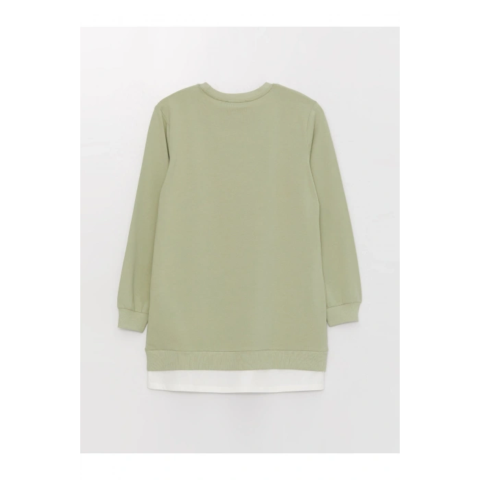 Bisiklet Yaka Baskılı Uzun Kollu Kadın Tunik