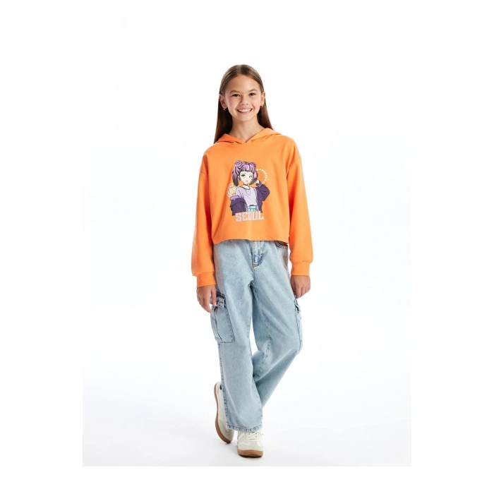 LCW Kids Kapüşonlu Kız Çocuk Sweatshirt