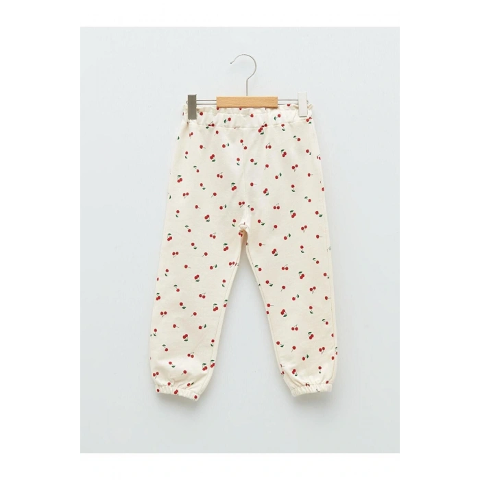 LCW baby Beli Lastikli Baskılı Kız Bebek Jogger Eşofman Alt