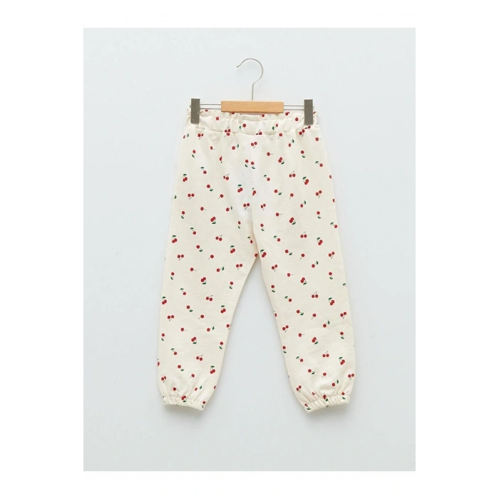 LCW baby Beli Lastikli Baskılı Kız Bebek Jogger Eşofman Alt
