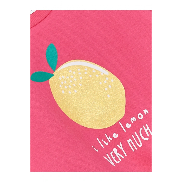 Bisiklet Yaka Uzun Kollu Baskılı Kız Bebek Sweatshirt ve Eşofman Alt 2li Takım