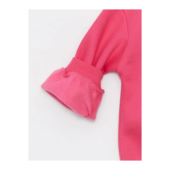 Bisiklet Yaka Uzun Kollu Baskılı Kız Bebek Sweatshirt ve Eşofman Alt 2li Takım