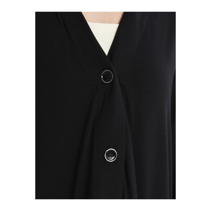 V Yaka Düz Uzun Kollu Kadın Hırka (S4)