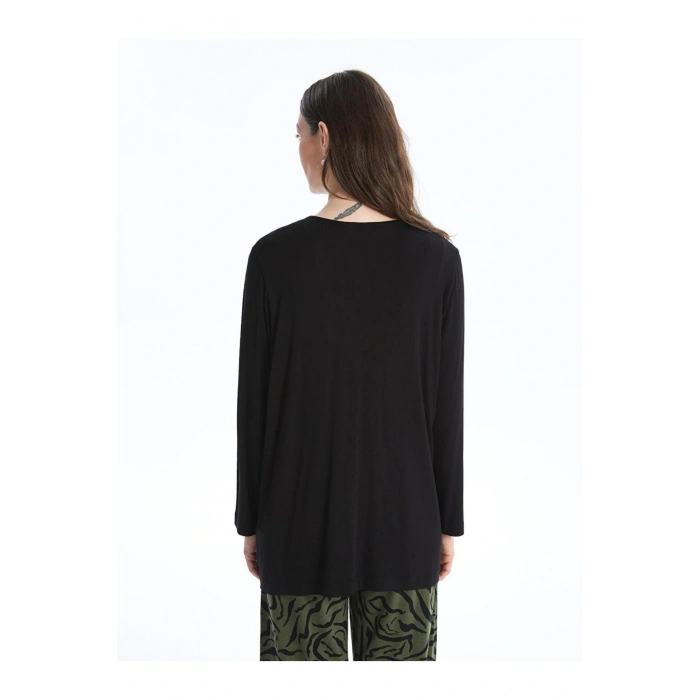 V Yaka Düz Uzun Kollu Kadın Hırka (S4)