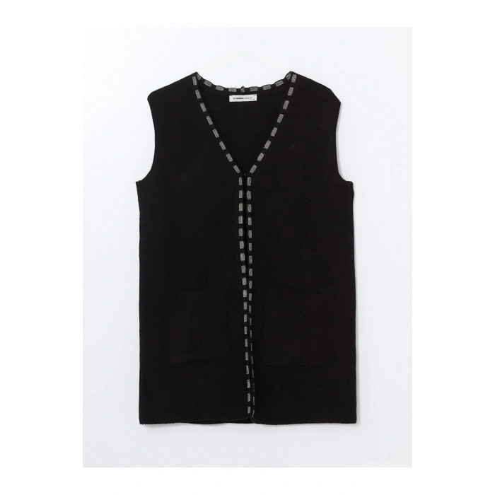 LCW Grace V Yaka Desenli Kadın Triko Yelek