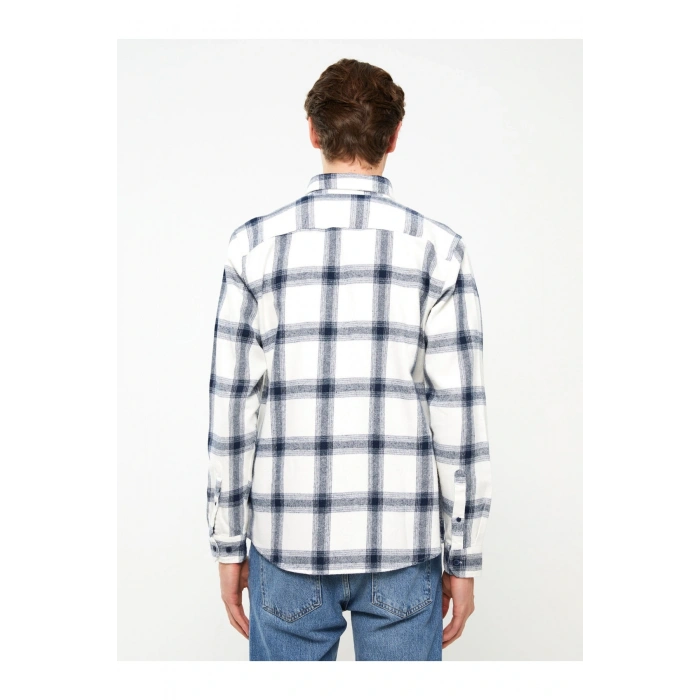 Regular Fit Uzun Kollu Ekose Gabardin Erkek Gömlek