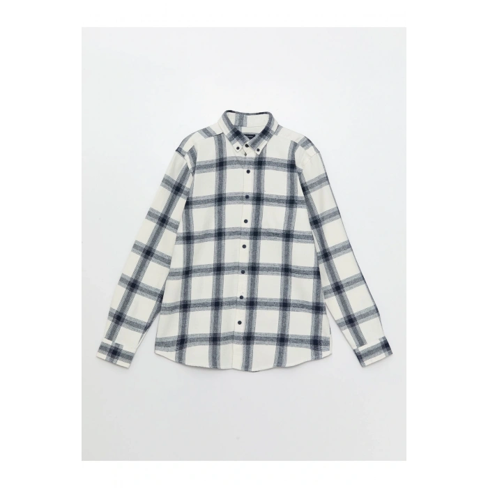 Regular Fit Uzun Kollu Ekose Gabardin Erkek Gömlek