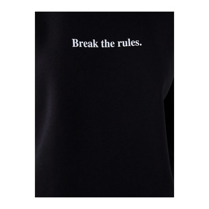 LCW Vision Bisiklet Yaka Baskılı Uzun Kollu Oversize Kadın Sweatshirt