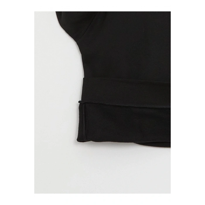 LCW Vision Bisiklet Yaka Baskılı Uzun Kollu Oversize Kadın Sweatshirt