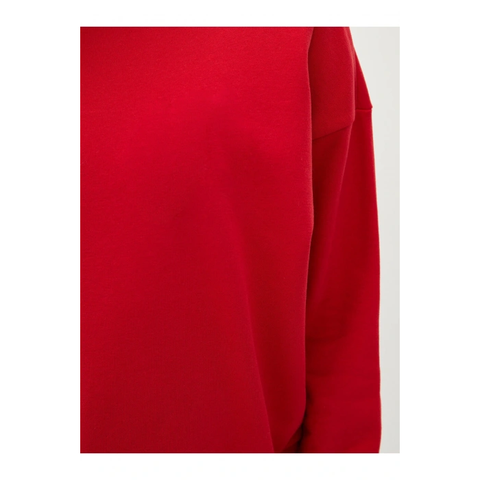 Bisiklet Yaka Düz Uzun Kollu Kadın Sweatshirt