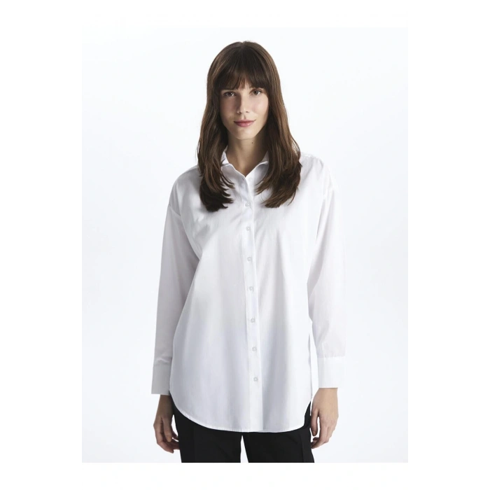 LCW Modest Kendinden Desenli Uzun Kollu Oversize Kadın Gömlek Tunik