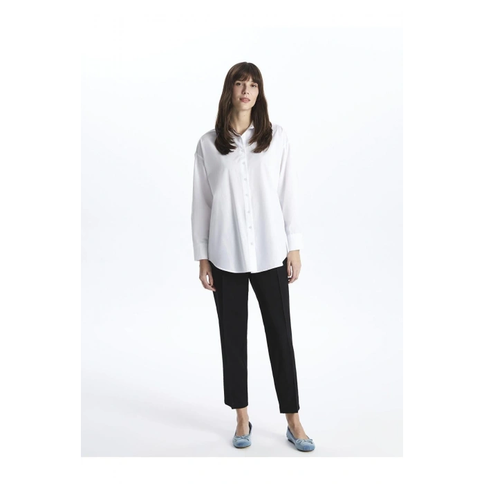 LCW Modest Kendinden Desenli Uzun Kollu Oversize Kadın Gömlek Tunik