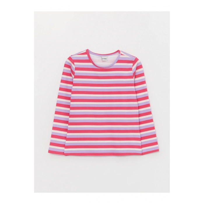 Bisiklet Yaka Çizgili Uzun Kollu Kız Çocuk Tişört
