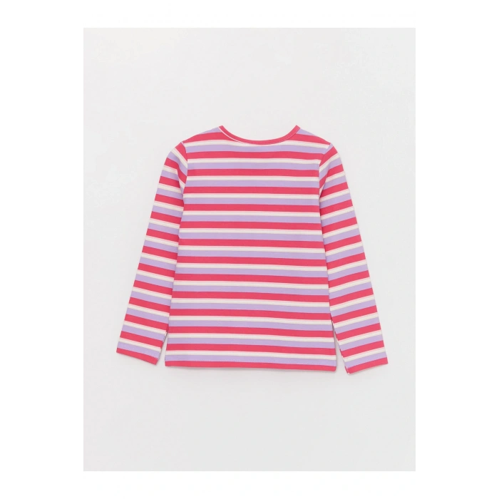 Bisiklet Yaka Çizgili Uzun Kollu Kız Çocuk Tişört