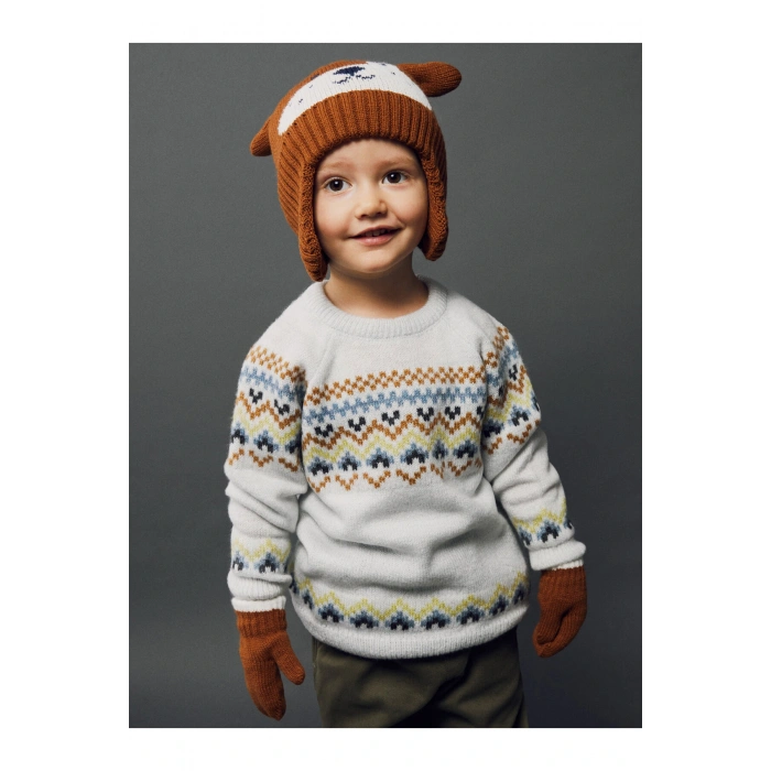 Bisiklet Yaka Uzun Kollu Desenli Erkek Bebek Triko Kazak