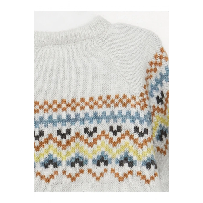 Bisiklet Yaka Uzun Kollu Desenli Erkek Bebek Triko Kazak