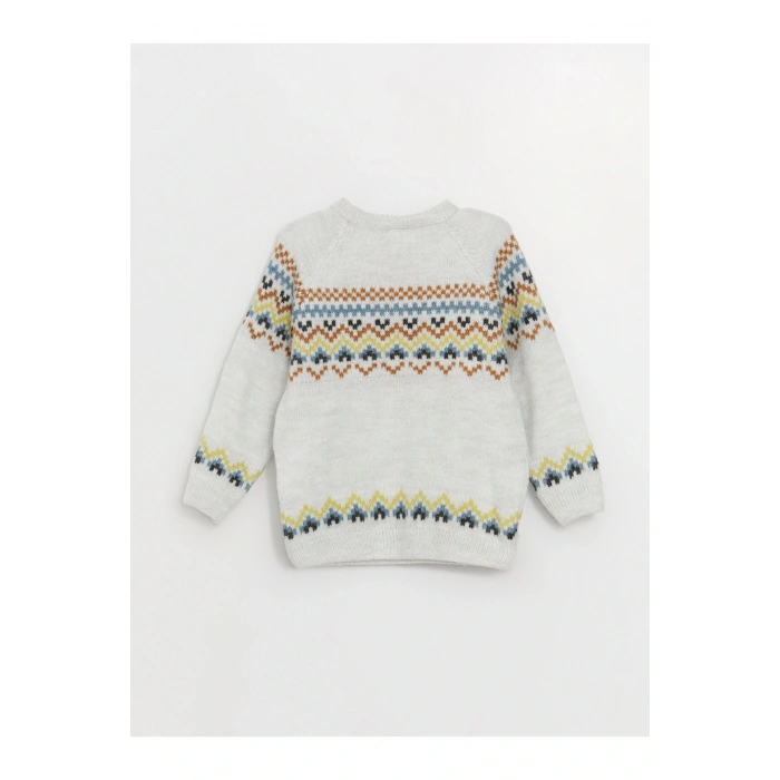 Bisiklet Yaka Uzun Kollu Desenli Erkek Bebek Triko Kazak