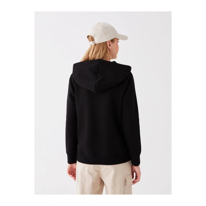 Baskılı Uzun Kollu Kadın Hoodie