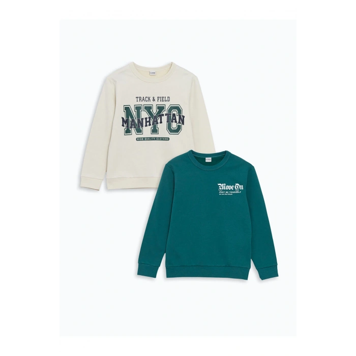 Lcwk Bisiklet Yaka Erkek Çocuk Kalın Sweatshirt 2li