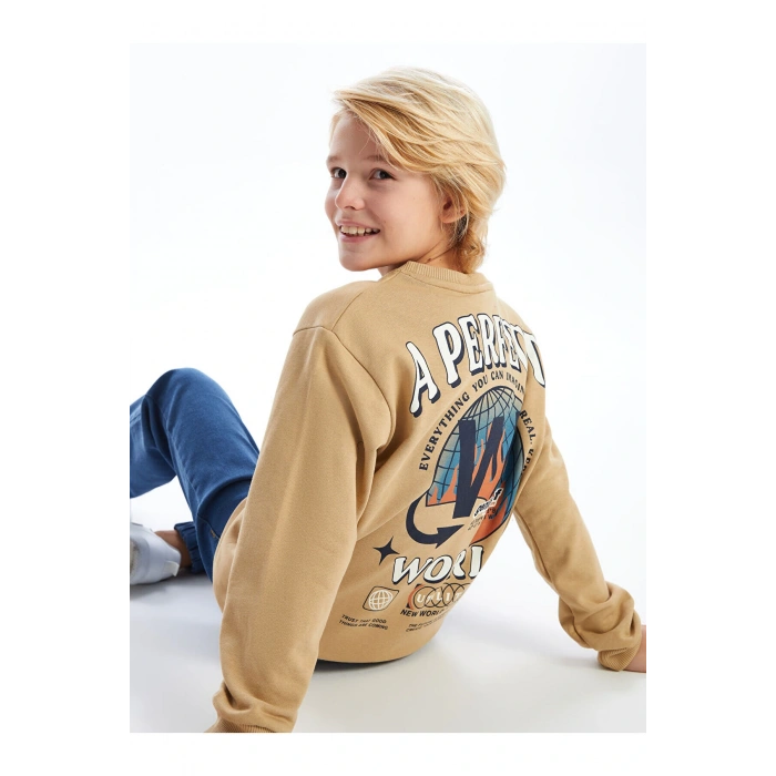 Lcw Bisiklet Yaka Baskılı Uzun Kollu Erkek Çocuk Sweatshirt