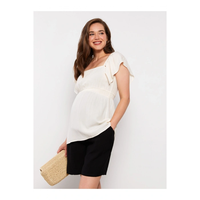 Beli Lastikli Karın Panelli Düz Hamile Şort