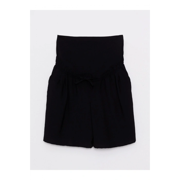 Beli Lastikli Karın Panelli Düz Hamile Şort