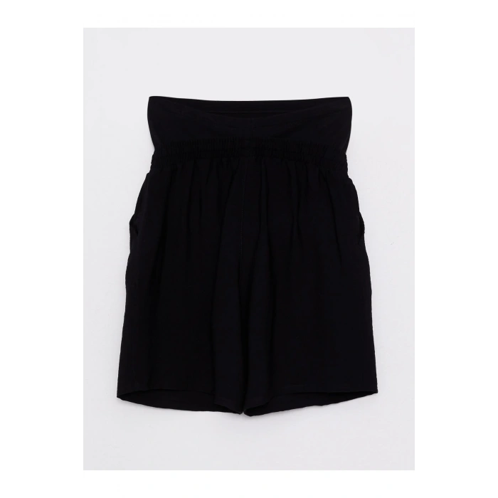 Beli Lastikli Karın Panelli Düz Hamile Şort