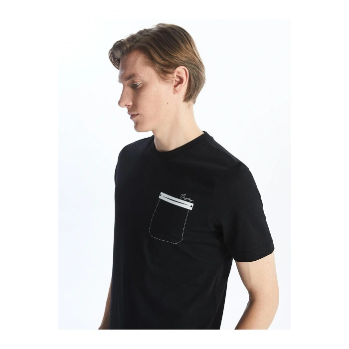 LCWAIKIKI Classic Bisiklet Yaka Kısa Kollu Baskılı Penye Erkek Tişört