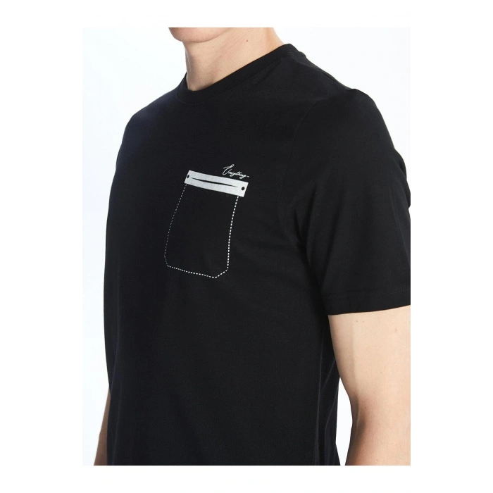 LCWAIKIKI Classic Bisiklet Yaka Kısa Kollu Baskılı Penye Erkek Tişört