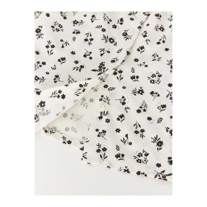 Bisiklet Yaka Uzun Kollu Baskılı Kız Bebek Gömlek