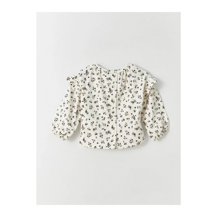 Bisiklet Yaka Uzun Kollu Baskılı Kız Bebek Gömlek