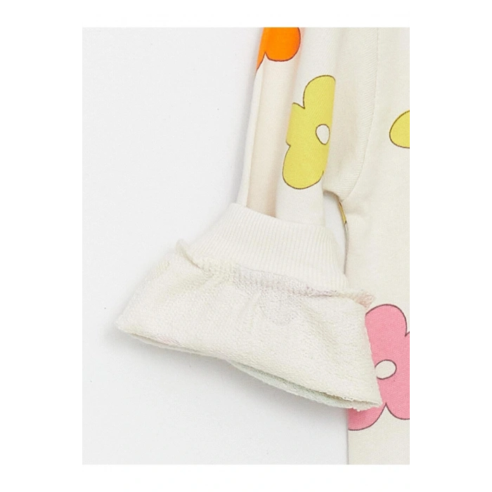 LCW baby Bisiklet Yaka Uzun Kollu Baskılı Kız Bebek Sweatshirt ve Tayt 2li Takım