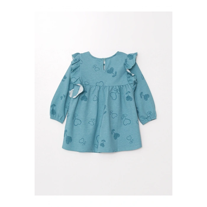 LCW Bisiklet Yaka Uzun Kollu Baskılı Kız Bebek Elbise