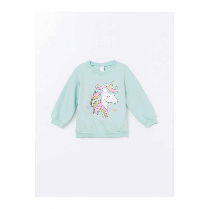 Lw - Bisiklet Yaka Baskılı Kız Bebek Sweatshirt