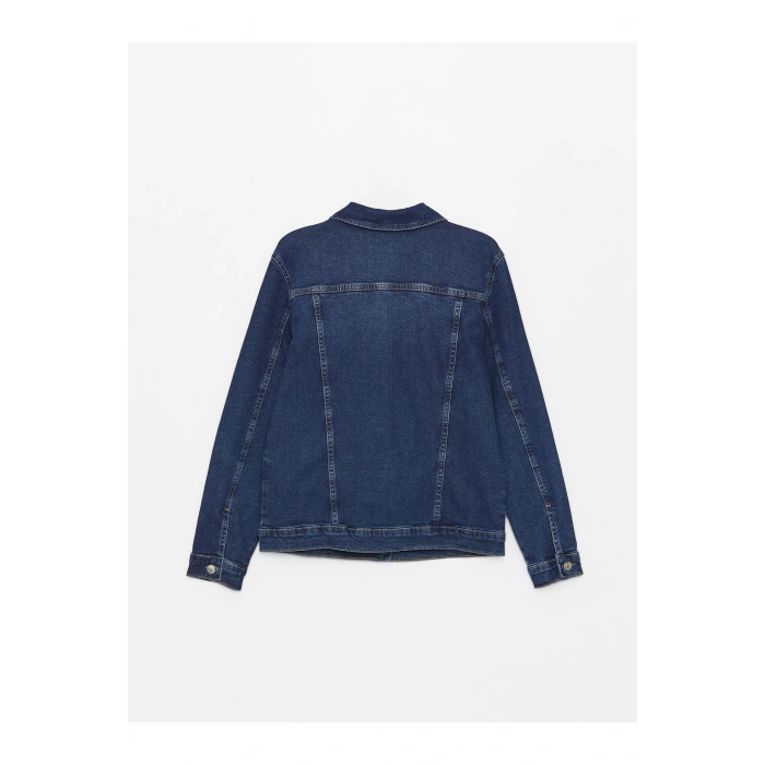 Gömlek Yaka Düz Uzun Kollu Kadın Jean Ceket