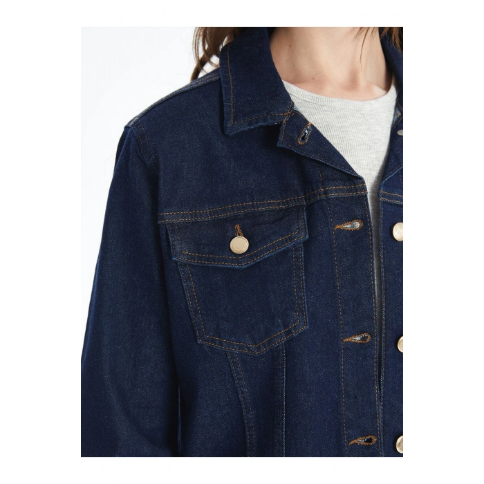 Gömlek Yaka Kadın Jean Ceket